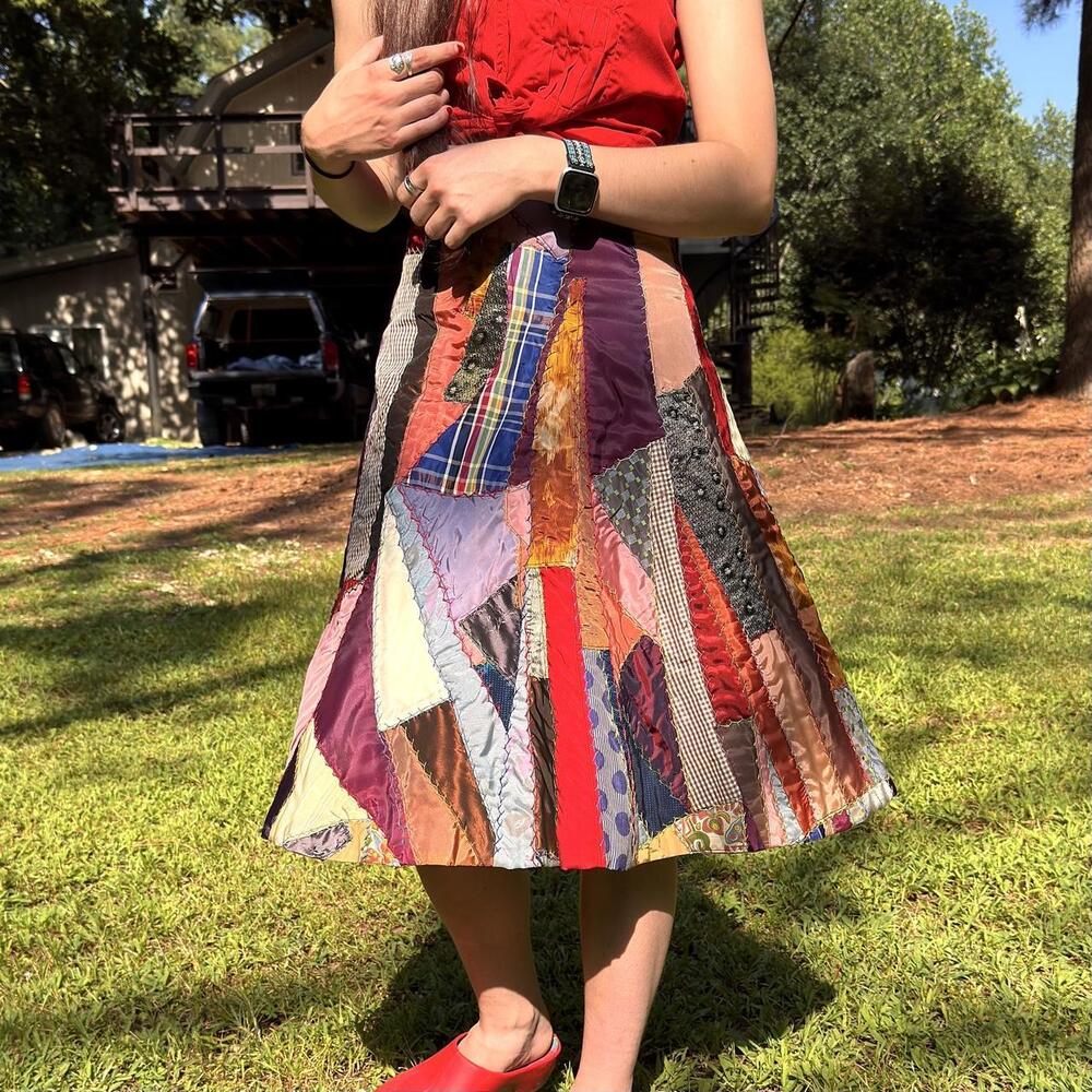 Insane vintage art deco crazy quilt skirt - Picture 4 of 8